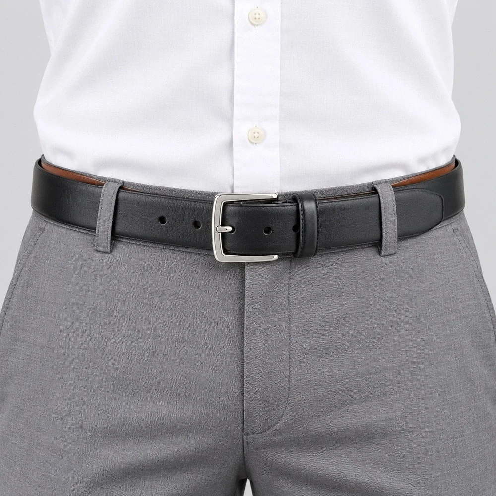 Polo Ralph Lauren Belt Men 38 Black Leather Classic Professional Silver Buckle
